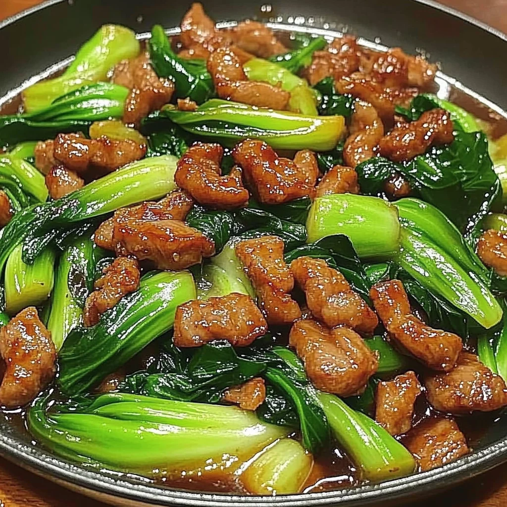 Stir-Fried Pork with Bok Choy in Garlic-Ginger Sauce
