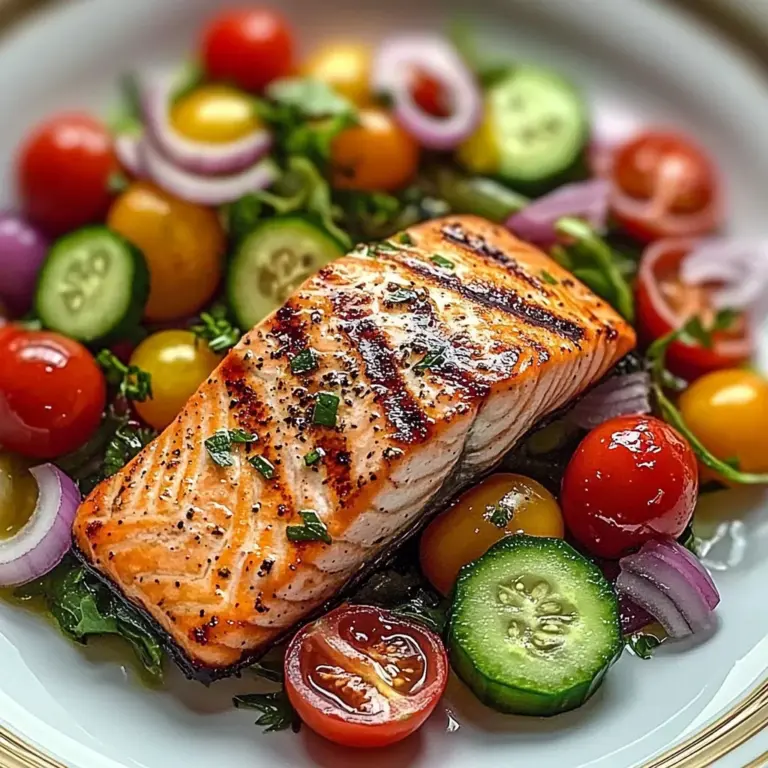 Grilled Salmon with Fresh Cucumber & Tomato Salad