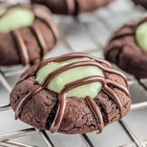 Chocolate Mint Thumbprint Cookies