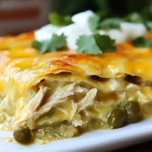Quick and Easy Green Chile Chicken Enchilada Casserole