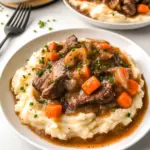 Fall Apple Cider Stew over Mashed Potatoes