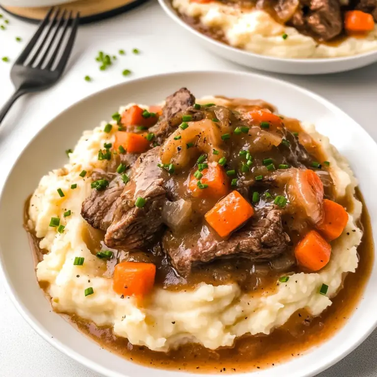 Fall Apple Cider Stew over Mashed Potatoes