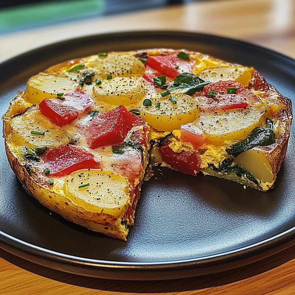 Frittata with Potatoes, Red Peppers, and Spinach Recipe