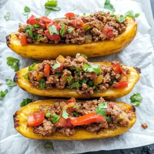 Stuffed Plantains (Canoas de Platanos)