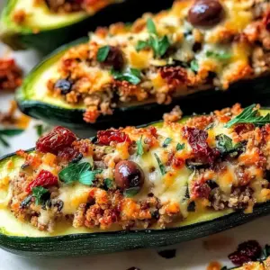 Baked Mediterranean Stuffed Zucchini Boats