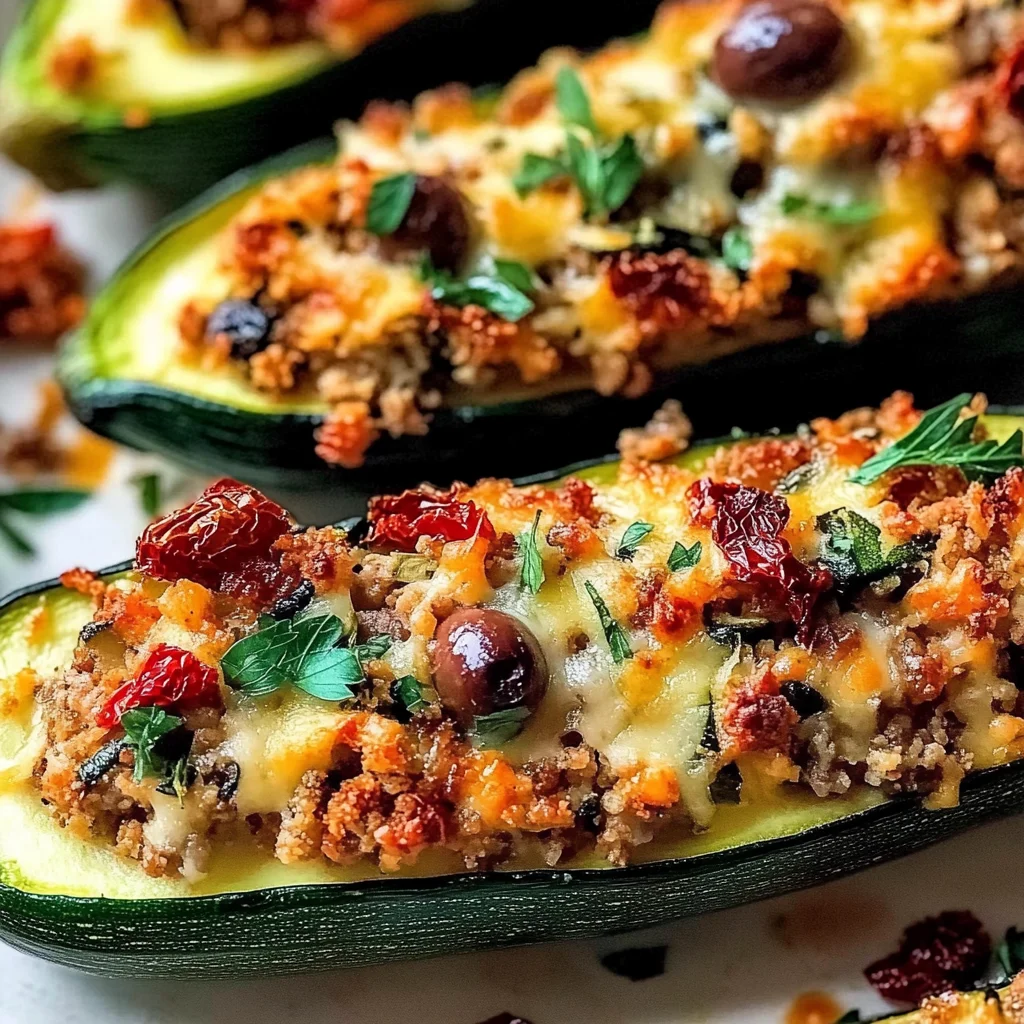 Baked Mediterranean Stuffed Zucchini Boats