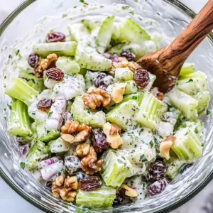 Creamy Celery Salad with Walnuts and Raisins