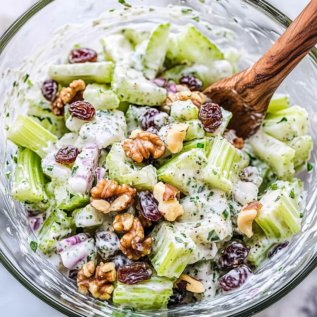 Creamy Celery Salad with Walnuts and Raisins