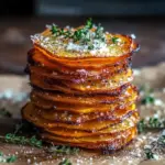 Crispy Parmesan Thyme Sweet Potato Stacks Recipe
