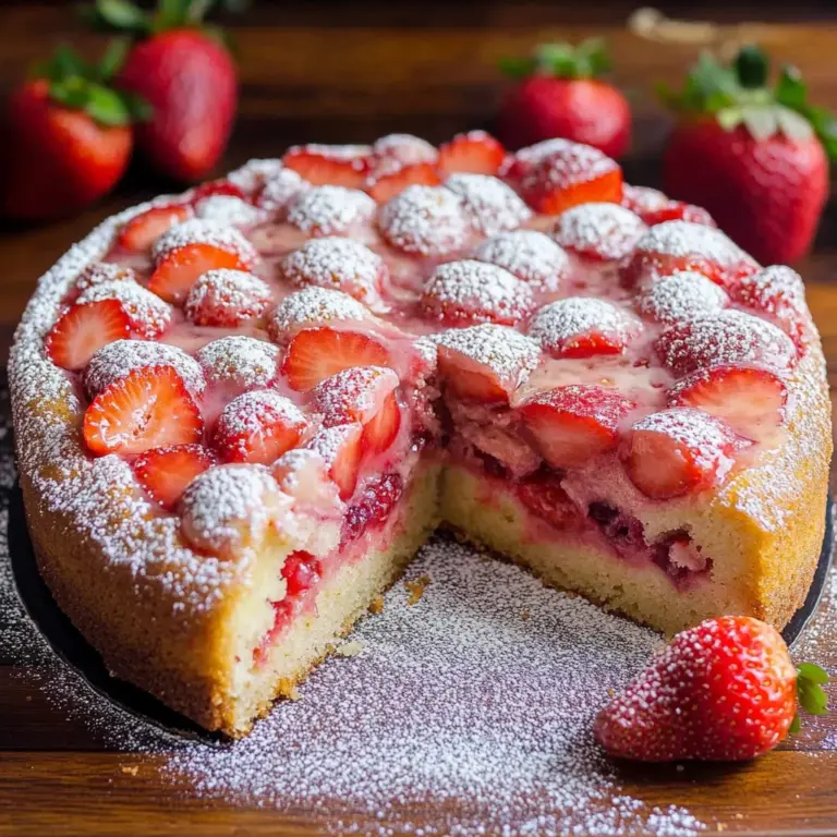 Easy Strawberry Cake with Strawberry Sauce
