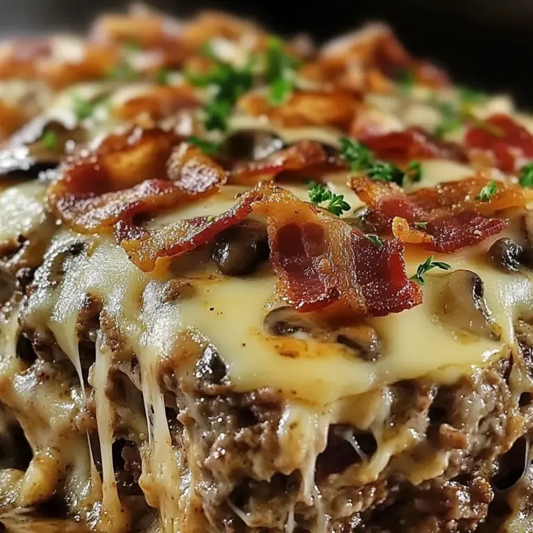 Mushroom Swiss Turkey Bacon Meatloaf Casserole