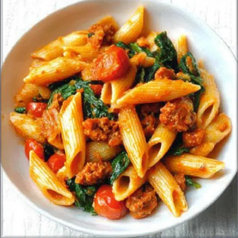 Creamy Chorizo Pasta with Spinach