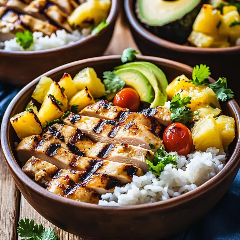 Grilled Chicken and Pineapple Bowls with Coconut Rice Recipe