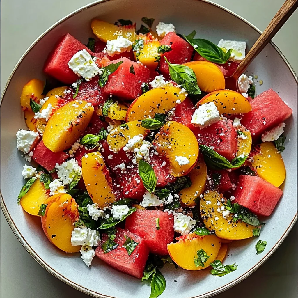 Refreshing and Juicy Watermelon Peach Salad for Hot Summer Days