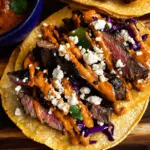 Steak Tacos with Chipotle Sauce & Roasted Cabbage Slaw