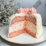 Lychee Cake With Pink Biscuits