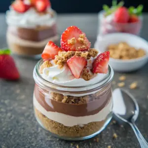 Chocolate and Strawberry Cheesecake Parfait