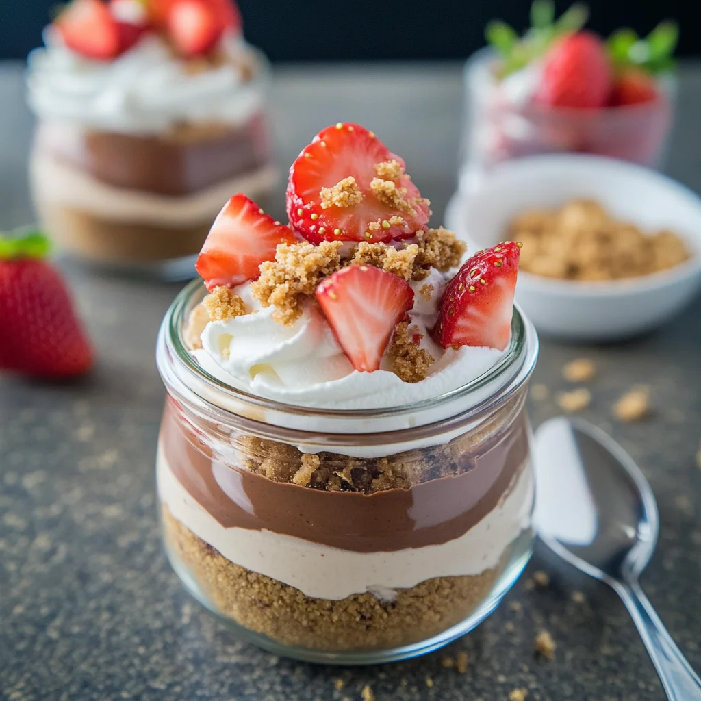 Chocolate and Strawberry Cheesecake Parfait
