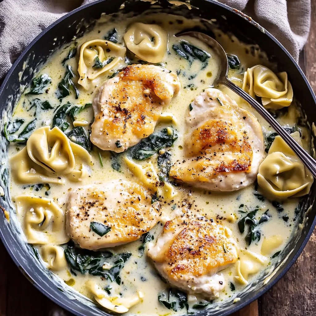 Creamy Parmesan Chicken and Spinach Tortellini