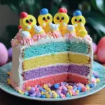 Easter Peep Cake with Multi-Colored Layers