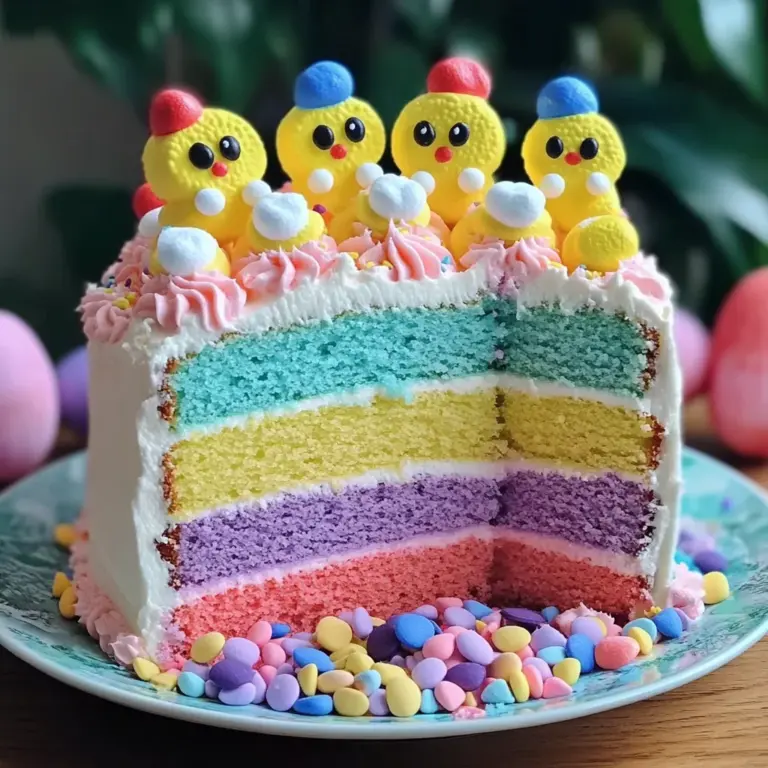 Easter Peep Cake with Multi-Colored Layers