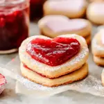 Filled Heart-Shaped Strawberry Shortbread Cookies