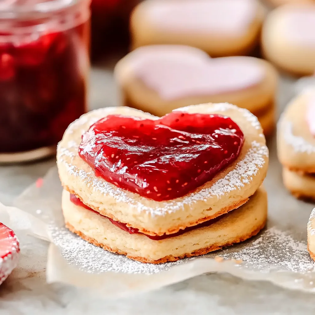 Filled Heart-Shaped Strawberry Shortbread Cookies