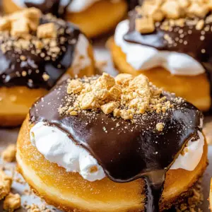 Marshmallow Cream Filled S'mores Donuts