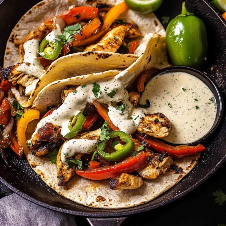 Skillet Chicken Fajitas with Creamy Jalapeño Verde Sauce.