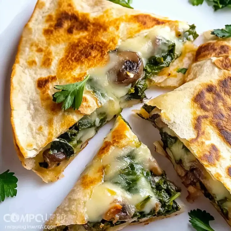 Baked Spinach Mushroom Quesadillas
