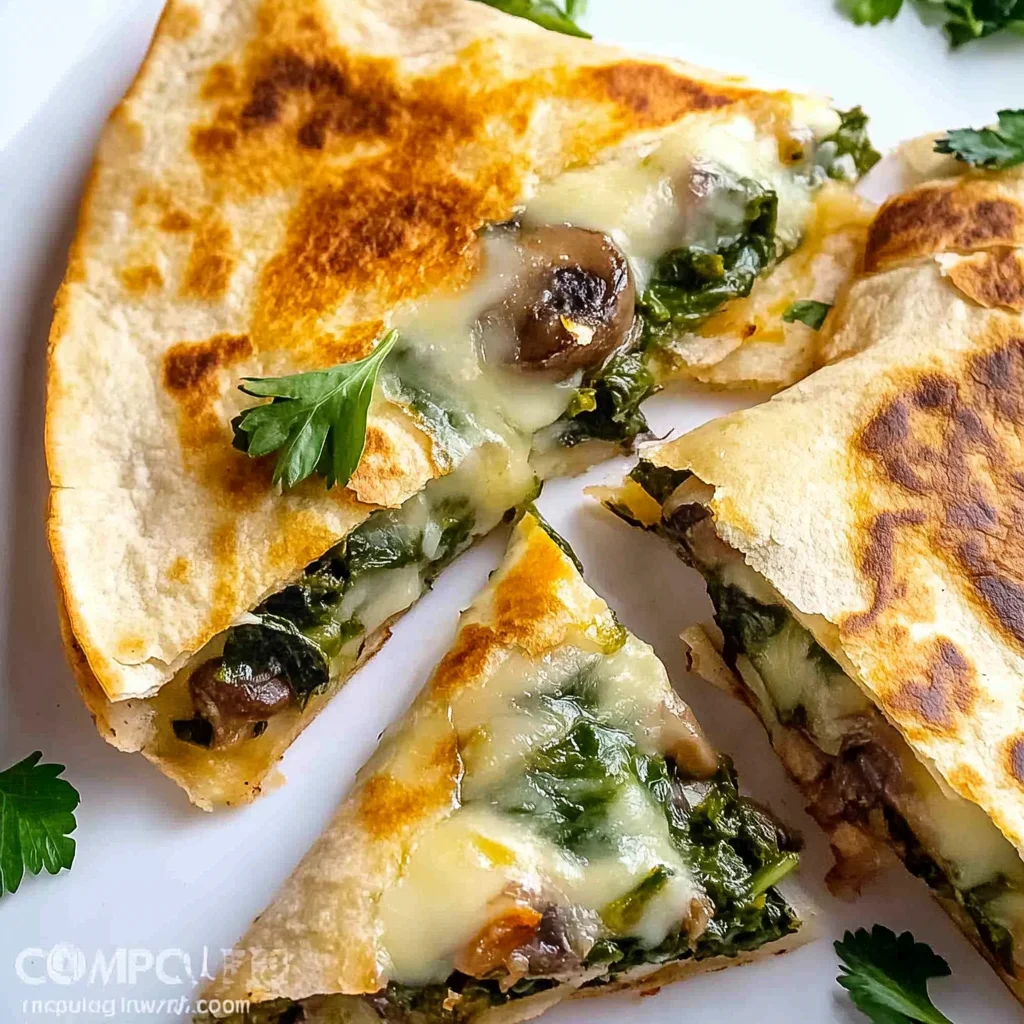 Baked Spinach Mushroom Quesadillas