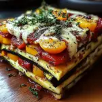 Delicious Layered Mediterranean Eggplant Zucchini Lasagna with Creamy Three-Cheese Drizzle