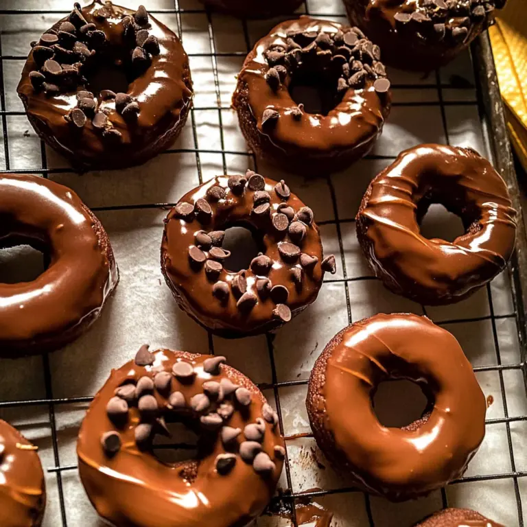 Homemade Baked Frosted Chocolate Donuts