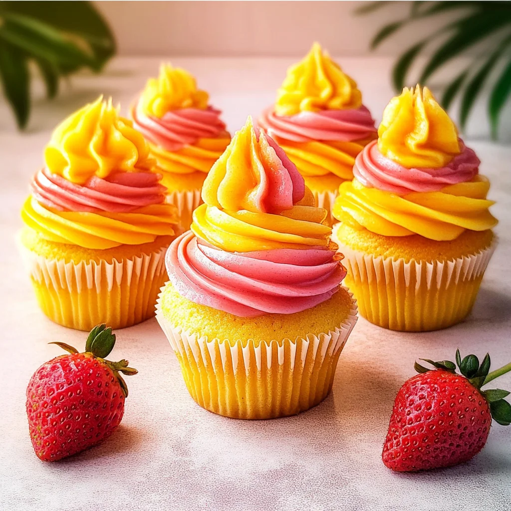 Mango Strawberry Sunset Cupcakes Recipe