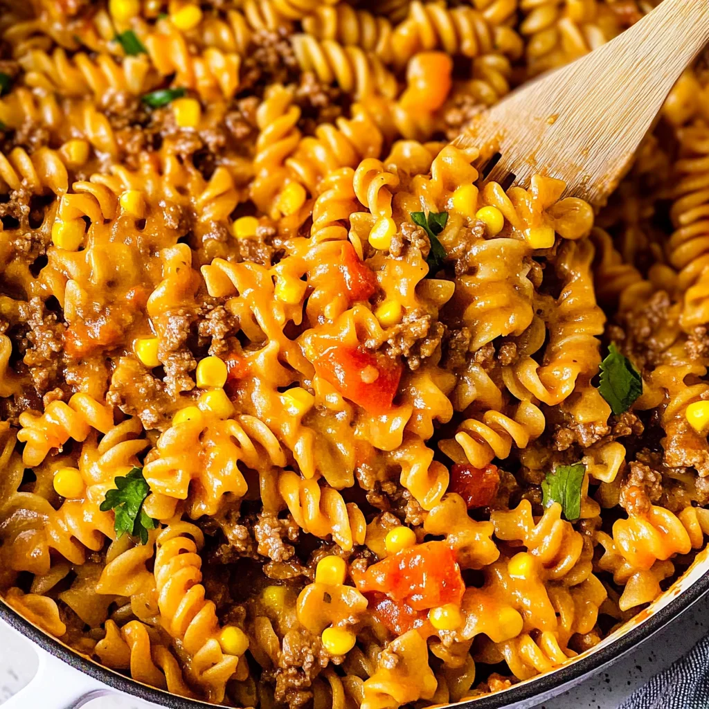 One Pot Cheesy Taco Pasta