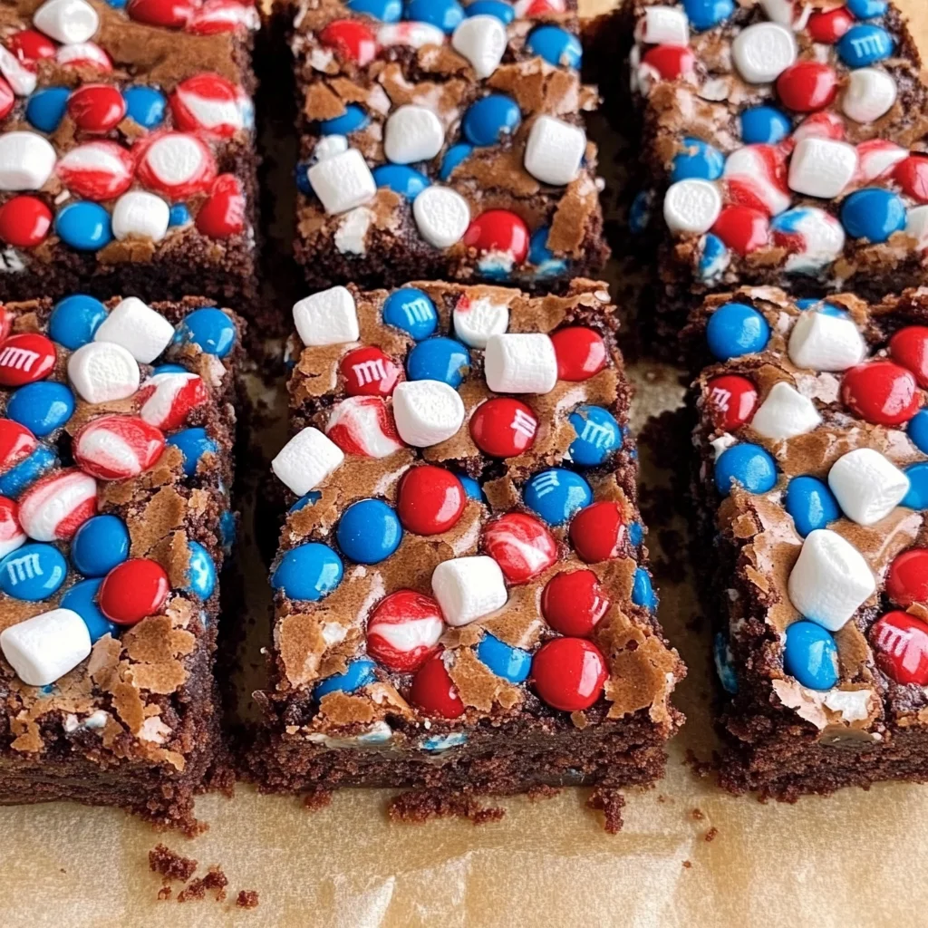 Patriotic Marshmallow Crunch Brownies