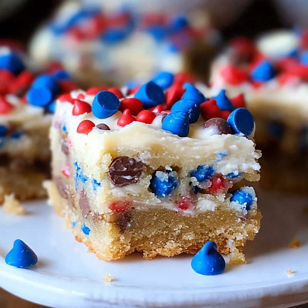 Red White and Blue Chocolate Chip Cookie Bars