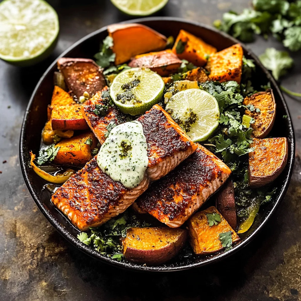 Sheet Pan Chipotle Salmon with Cilantro Lime Special Sauce