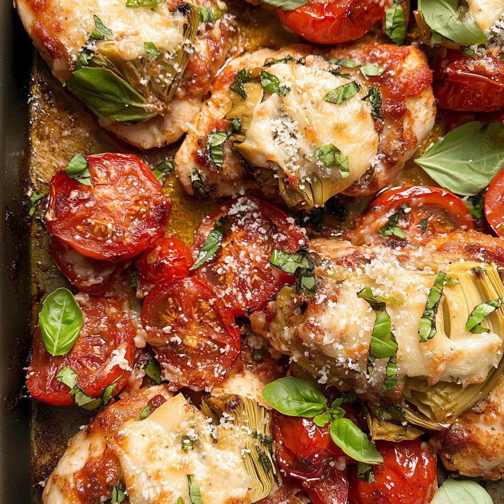 Sheet Pan Tomato and Artichoke Chicken