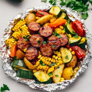 Tin Foil Sausage and Veggies Dinner
