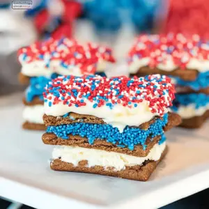 Easy Red, White and Blue Ice Cream Sandwiches