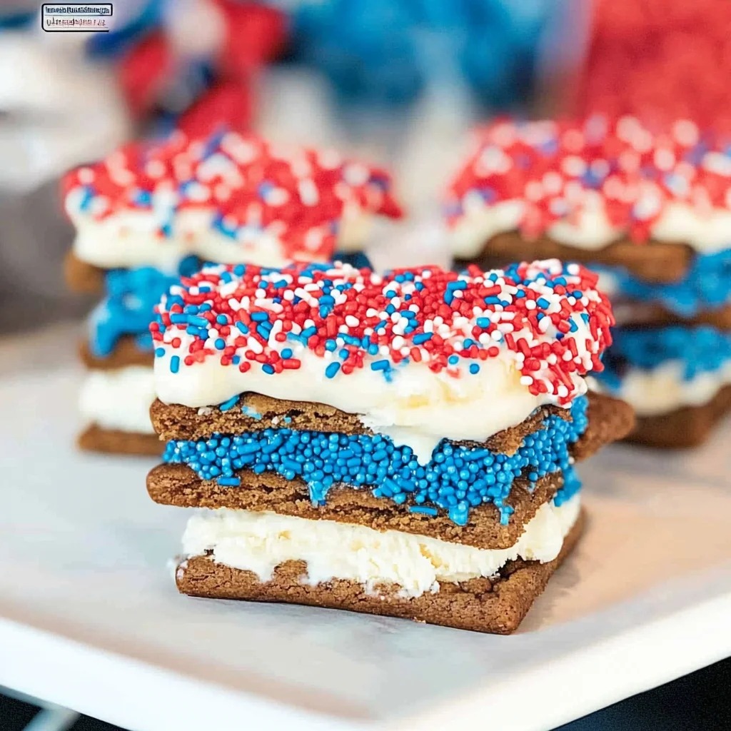 Easy Red, White and Blue Ice Cream Sandwiches