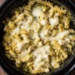 Slow Cooker Pesto Mozzarella Pasta
